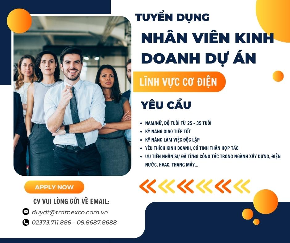 TUYỂN DỤNG NHÂN VIÊN KINH DOANH DỰ ÁN LĨNH VỰC CƠ ĐIỆN (10 NGƯỜI)