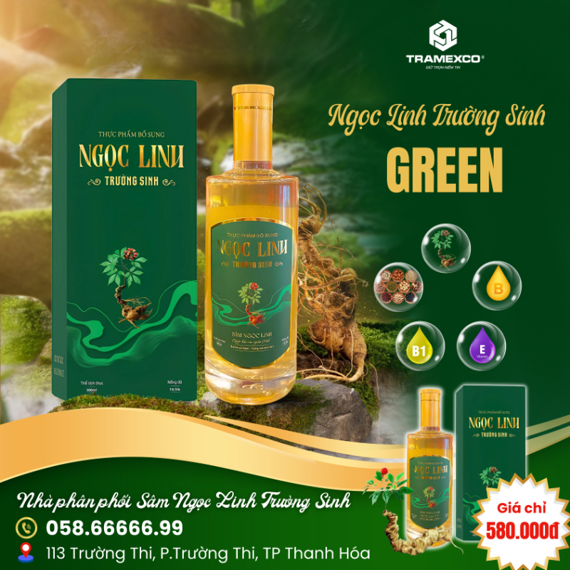 Rượu Sâm Ngọc Linh Trường Sinh Green